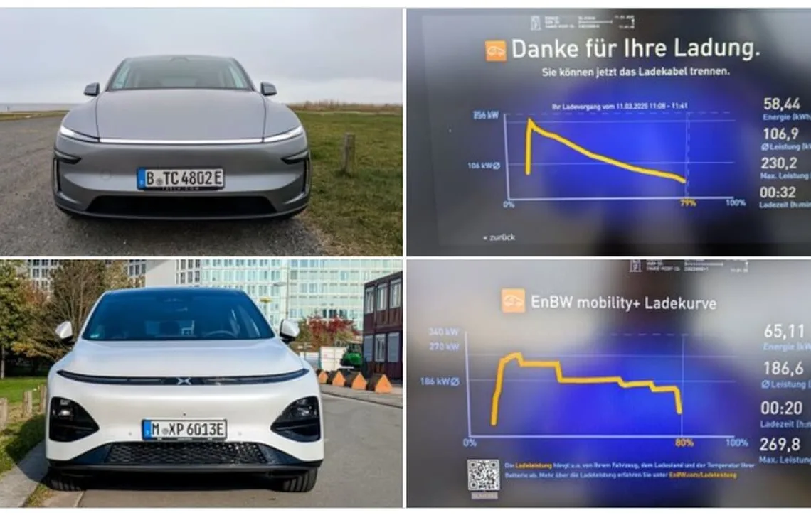 ładowanie tesla model y vs xpeng g6