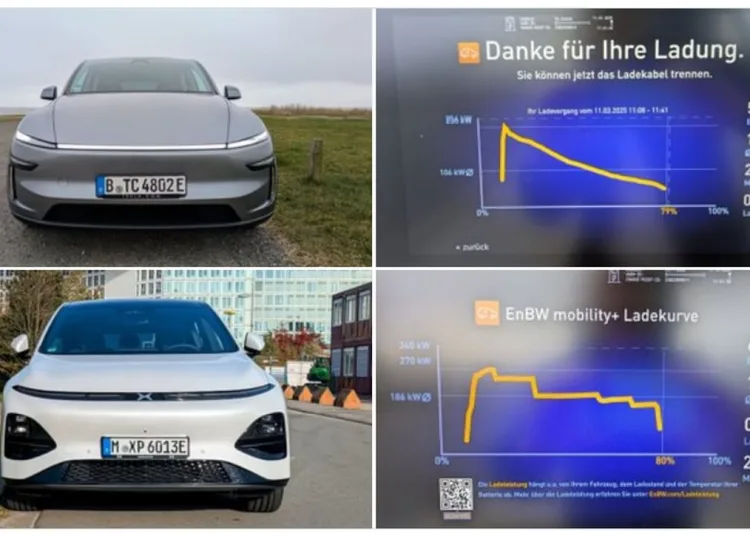 ładowanie tesla model y vs xpeng g6