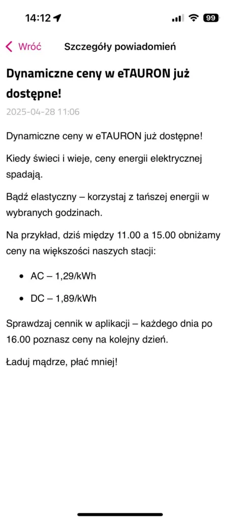 Tauron wprowadza dynamiczne ceny za ładowanie samochodów elektrycznych. Ceny spadają nawet do 1,29 zł / kWh!