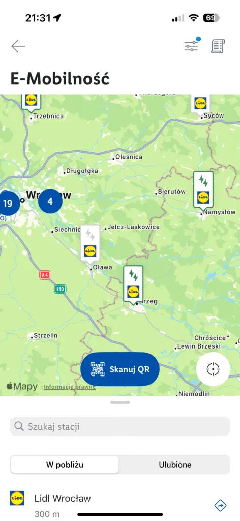 lidl plus emobilnosc aplikacja mapa
