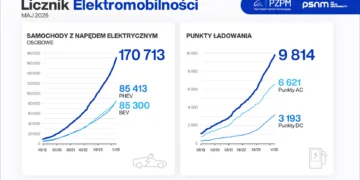 licznik elektromobilnosci polska 05 2025 samochody elektryczne