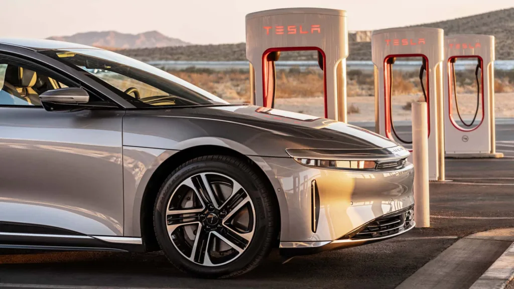 lucid air tesla supercharger