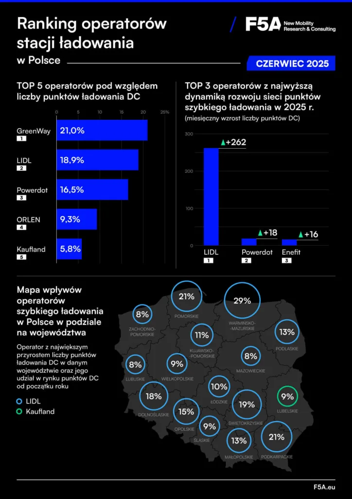 ranking operatorow stacji ladowania dc polska czerwiec 2025 lidl powerdot greenway