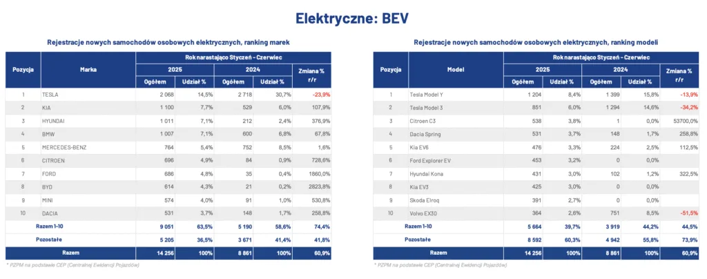 wyniki sprzedazy ev polska q1 q2 2025