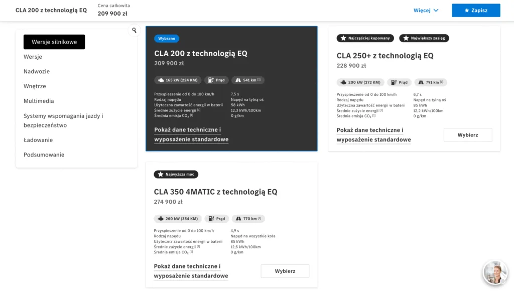 mercedes cla 200 eq tech konfigurator