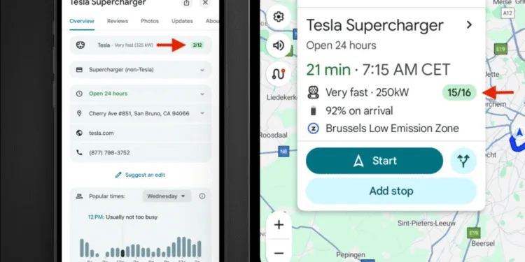 tesla supercharger google maps