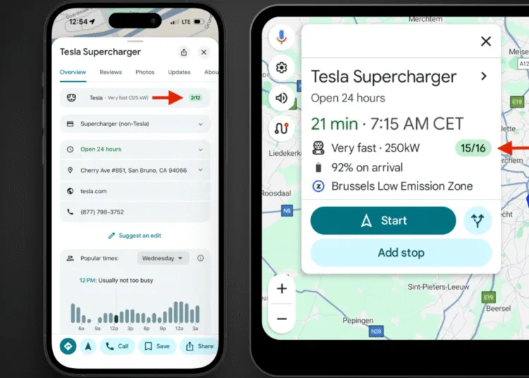 tesla supercharger google maps