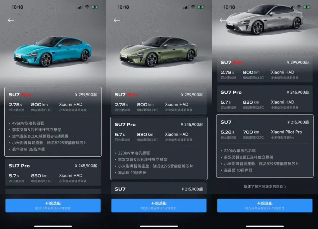 xiaomi su7 czas dostawy