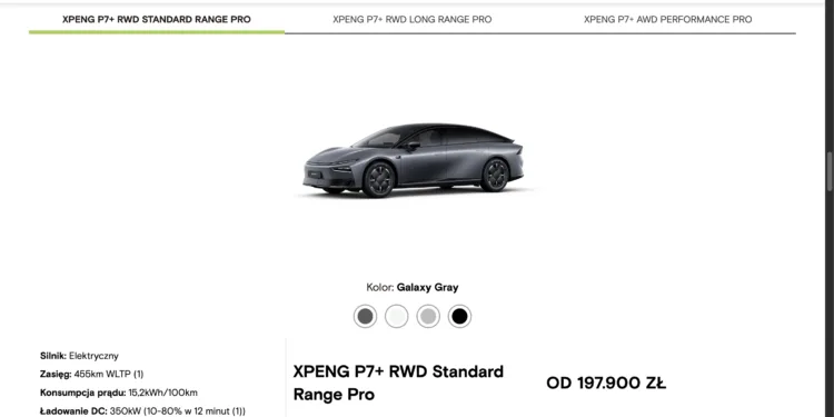 Xpeng P7 Plus Polska cena