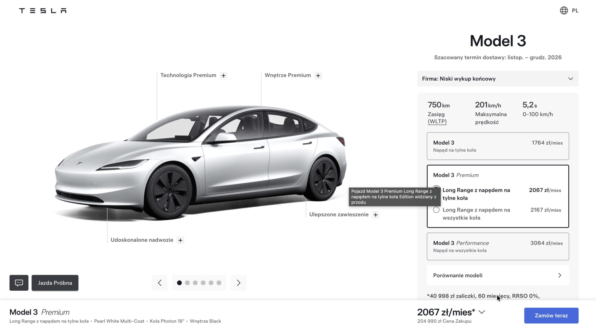 tesla terminy polska q4 2026