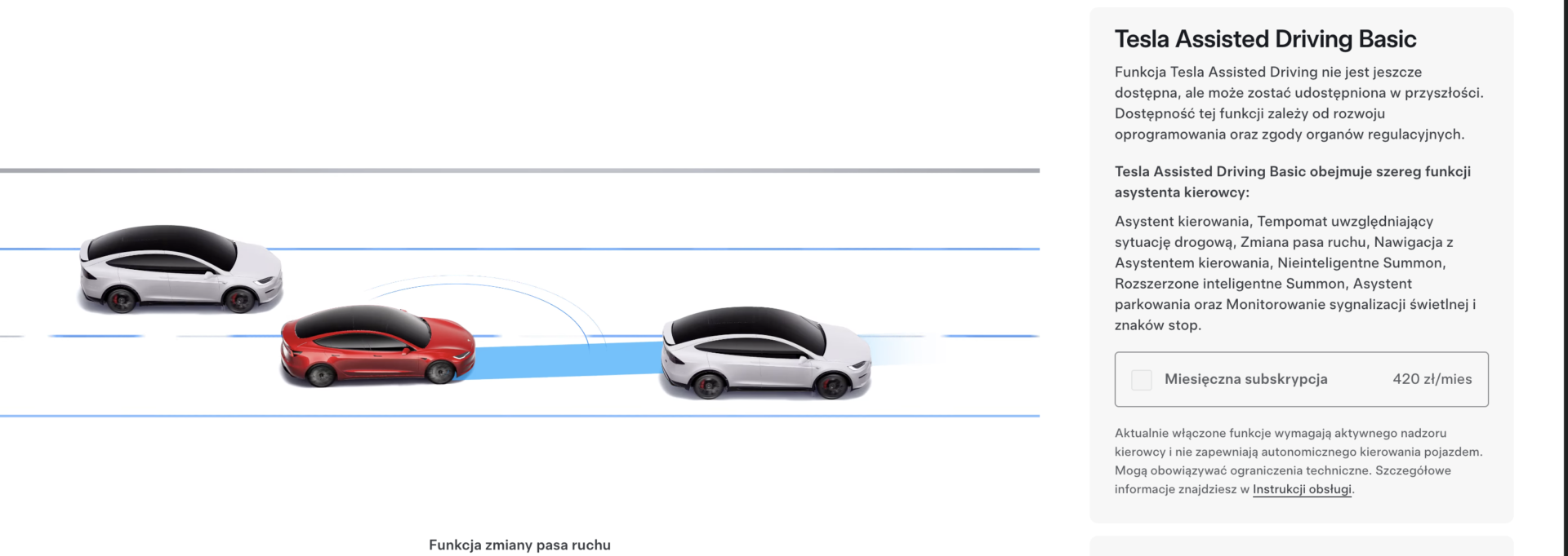 Tesla Assisted Driving Basic Cennik
